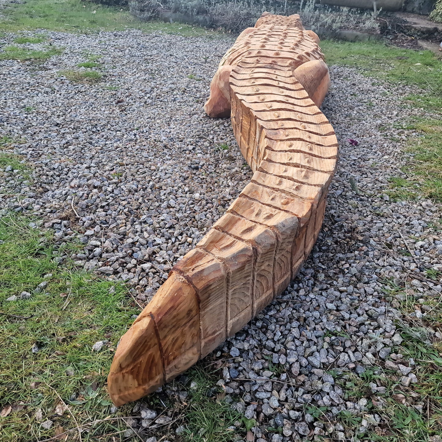 Giant wooden carved crocodile