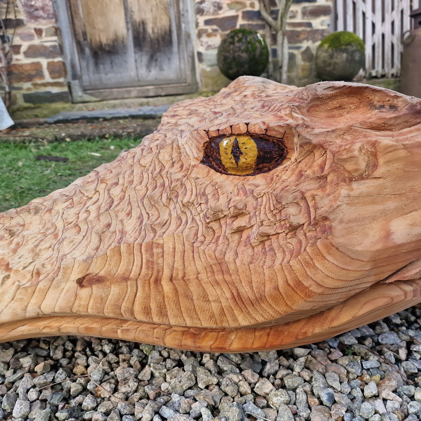 Giant wooden carved crocodile