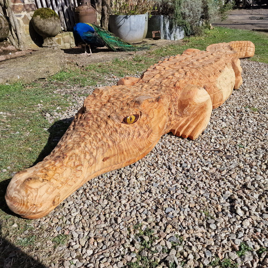 Giant wooden carved crocodile