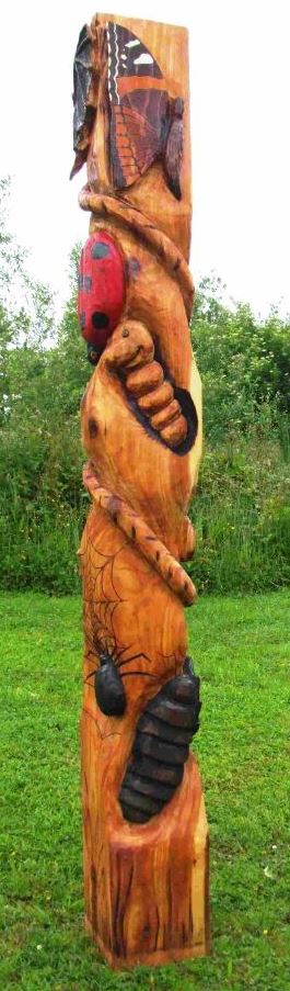 Bug Totem in Western Red Cedar
