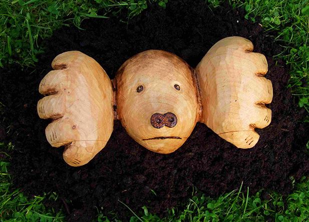 Hand Sculpted Wooden Mole Garden Feature