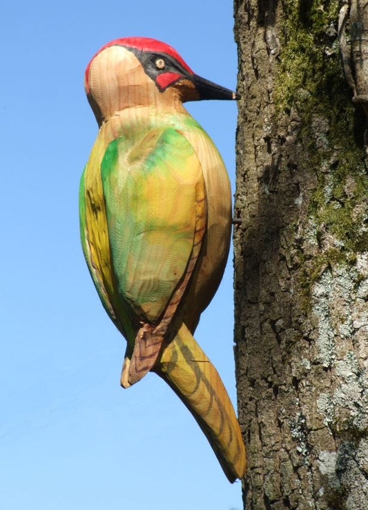 Wooden Woodpecker Garden Sculpture