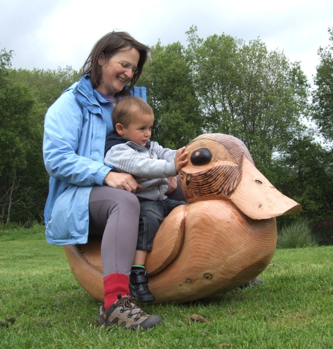 Wooden Rocking Duck Garden / Play Sculpture