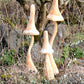 Wooden Bell Toadstool sculptures