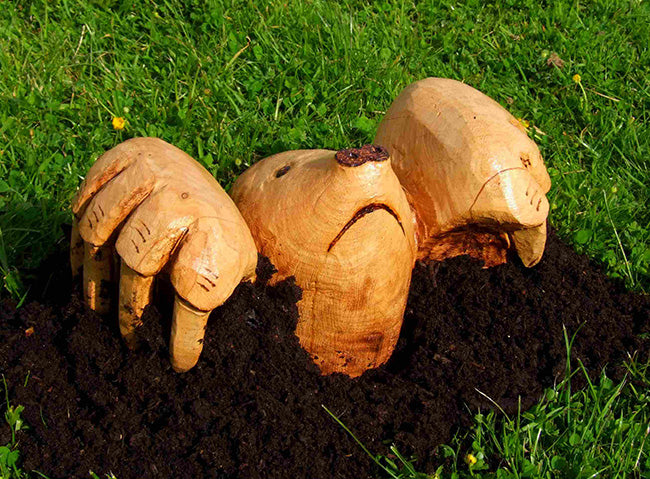 Hand Sculpted Wooden Mole Garden Feature