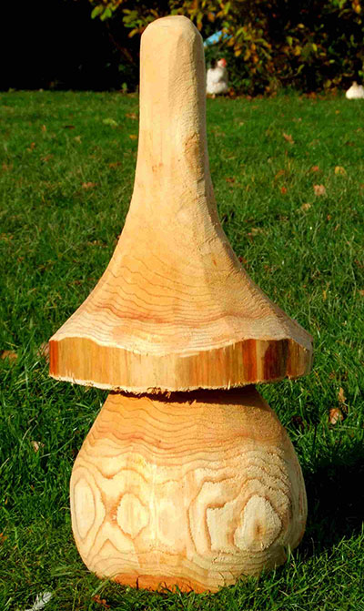 Wooden Pointy Mushrooms Ornamental Garden Feature