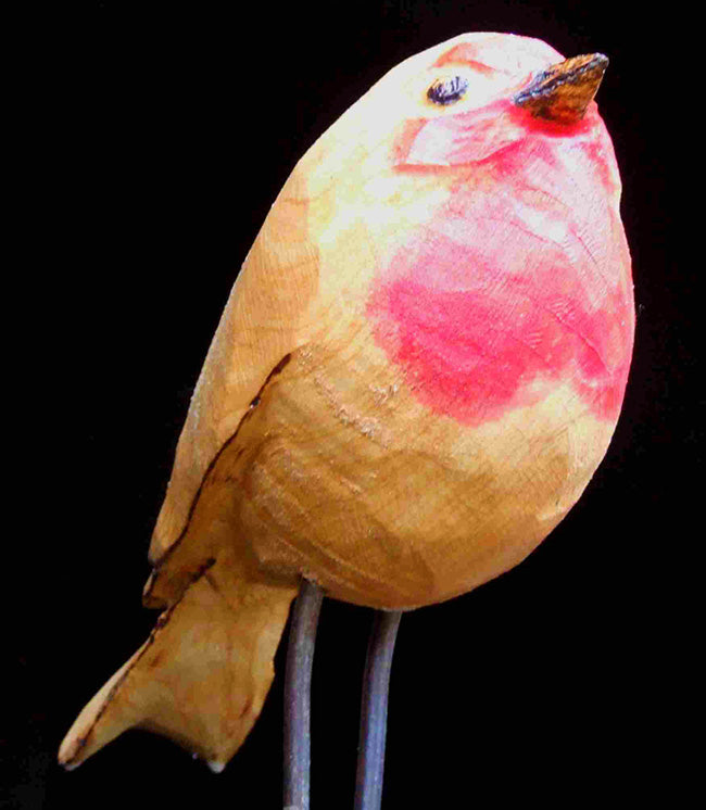 Carved Wood Robin Garden Sculpture