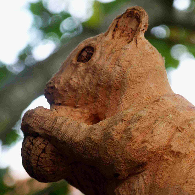 Sitting Squirrel Wooden Garden Sculpture