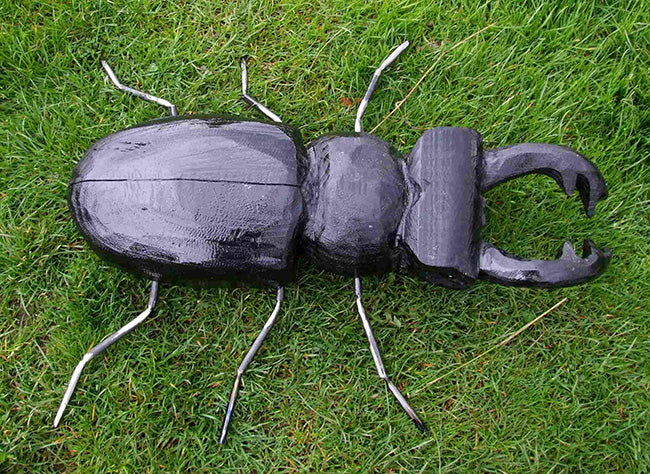 Stag Beetle Wooden Garden Sculpture