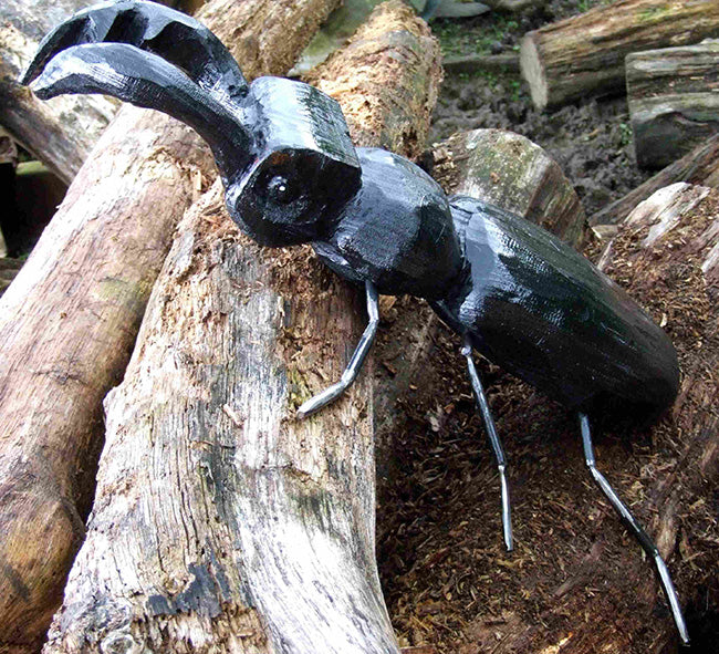 Stag Beetle Wooden Garden Sculpture