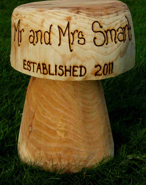 Wooden Mushroom Seats - Wedding Range Personalised Wedding Gift