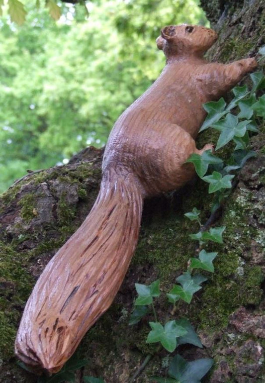 Wooden Squirrel Garden Sculpture