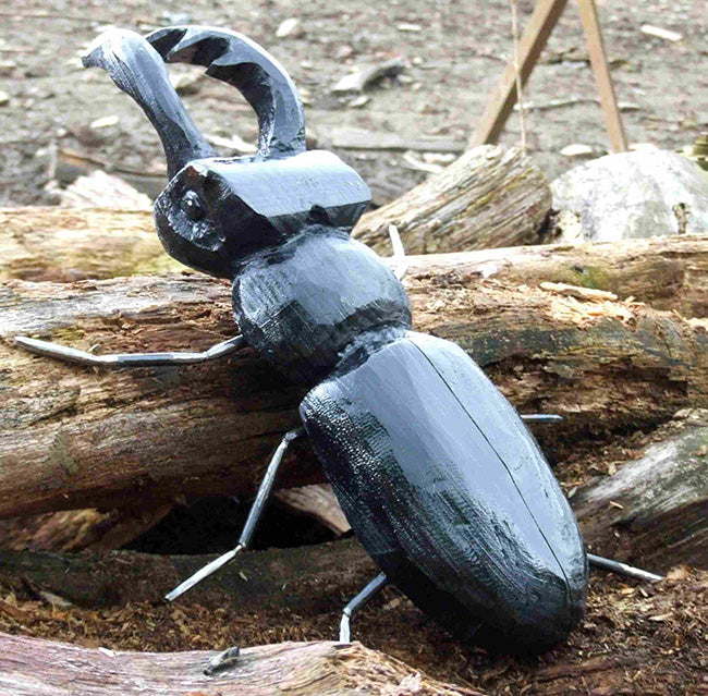 Stag Beetle Wooden Garden Sculpture